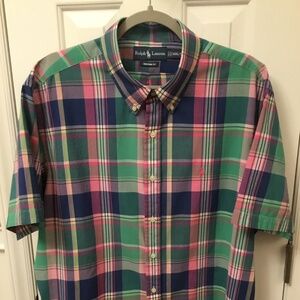 Polo Ralph Lauren XXL 100% Cotton Woven Custom Fit Button Down Collar Shirt